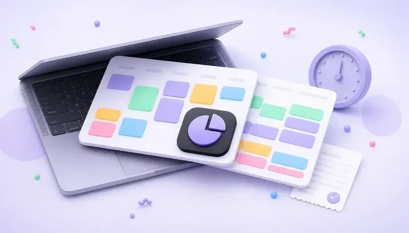 Mac-Menüleisten-Planer mit einem zeitblockierten Zeitplan neben einem ausgeblendeten Akiflow-Befehlsfenster